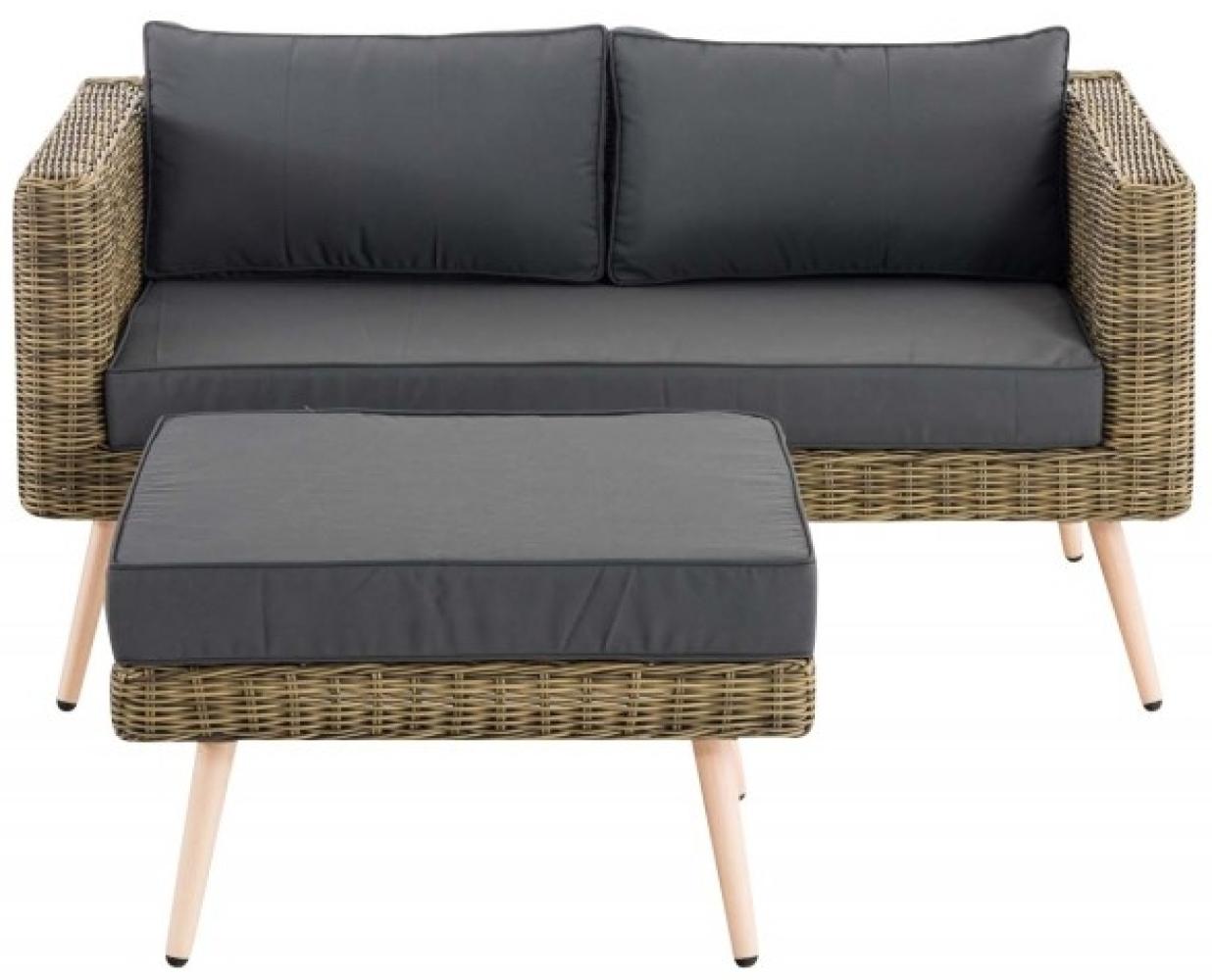 2er Sofa Molde mit Fußhocker Rundrattan natura 45 cm (Hellbraun) eisengrau Bild 1