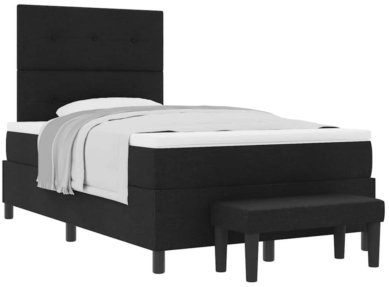 vidaXL Boxspringbett Schwarz 120 x 190 cm Stoff & Holzwerkstoff 3344053 Bild 1