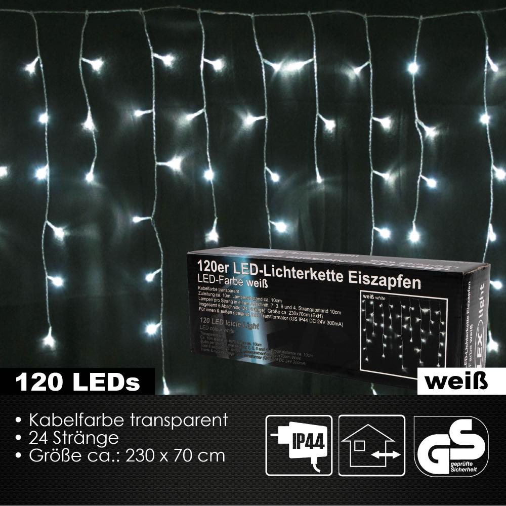 120er LED Eiszapfen Lichtervorhang Lichterkette Außen Innen Weihnachtslicht weiß Bild 1