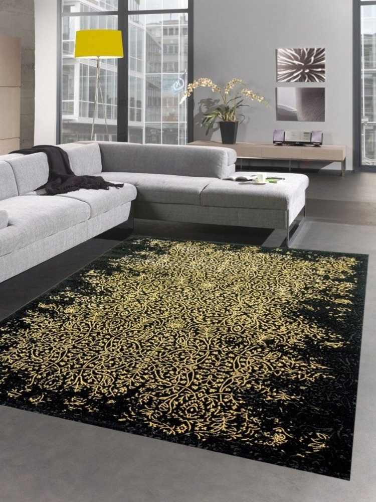 Carpetia Teppich Teppich Wohnzimmer Designerteppich Ornamente schwarz gold, rechteckig, Höhe: 12 mm Bild 1