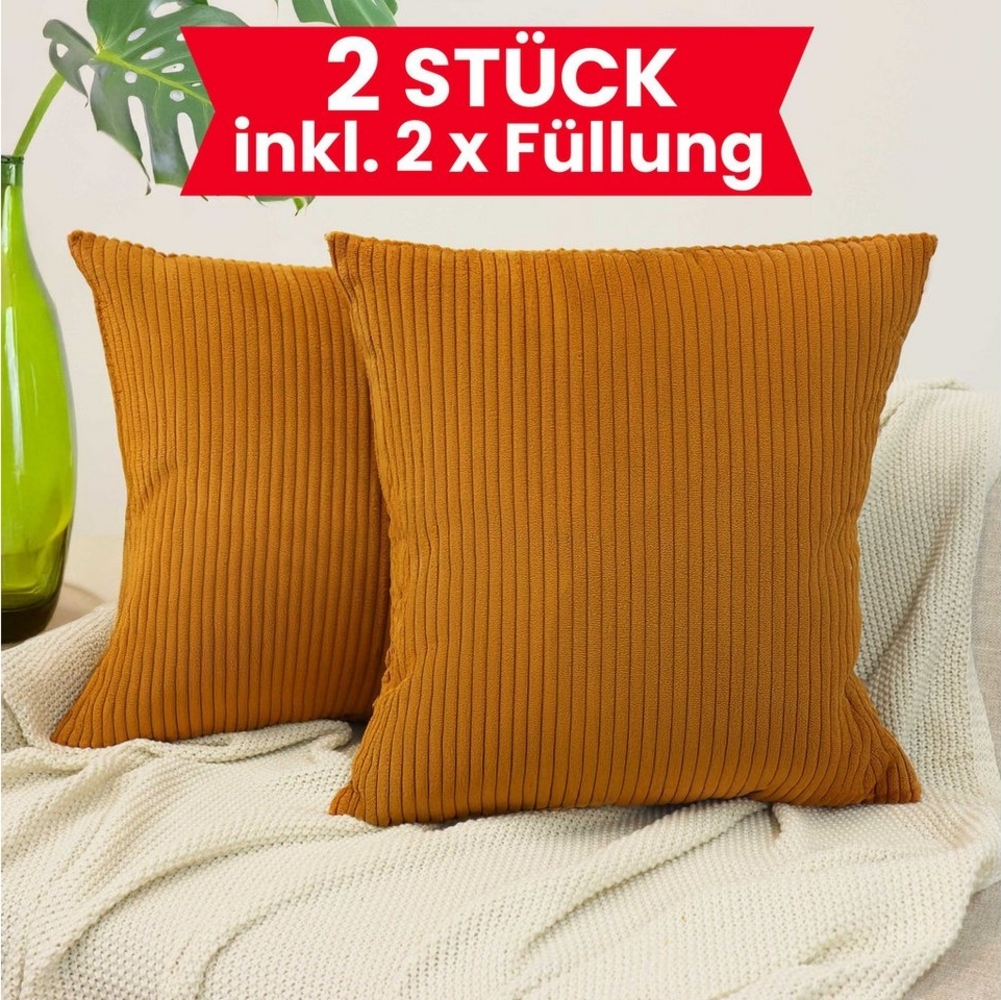 Amilian Dekokissen mit Füllung und Kissenbezug - 2er Set - Kissen, Zierkissen, Sofakissen, (2 Stück), Kopfkissen, Kuschelkissen, Couchkissen mit Kissenfüllung Bild 1