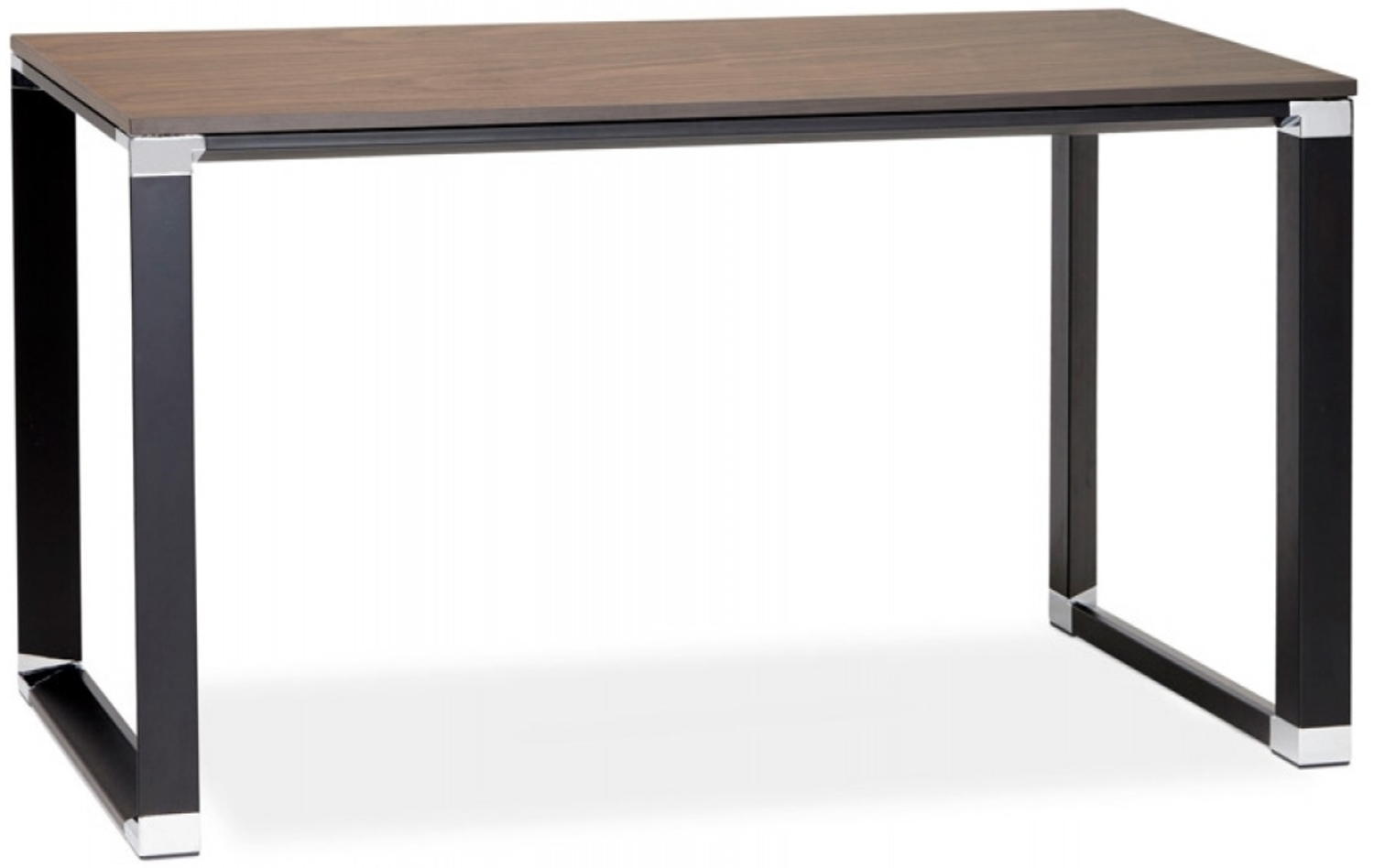 Gerader Schreibtisch XLINE | Kleiner, geradliniger Designer-Schreibtisch mit schwarz lackierter Metallstruktur und einem Holzregal Kadima Design Bild 1