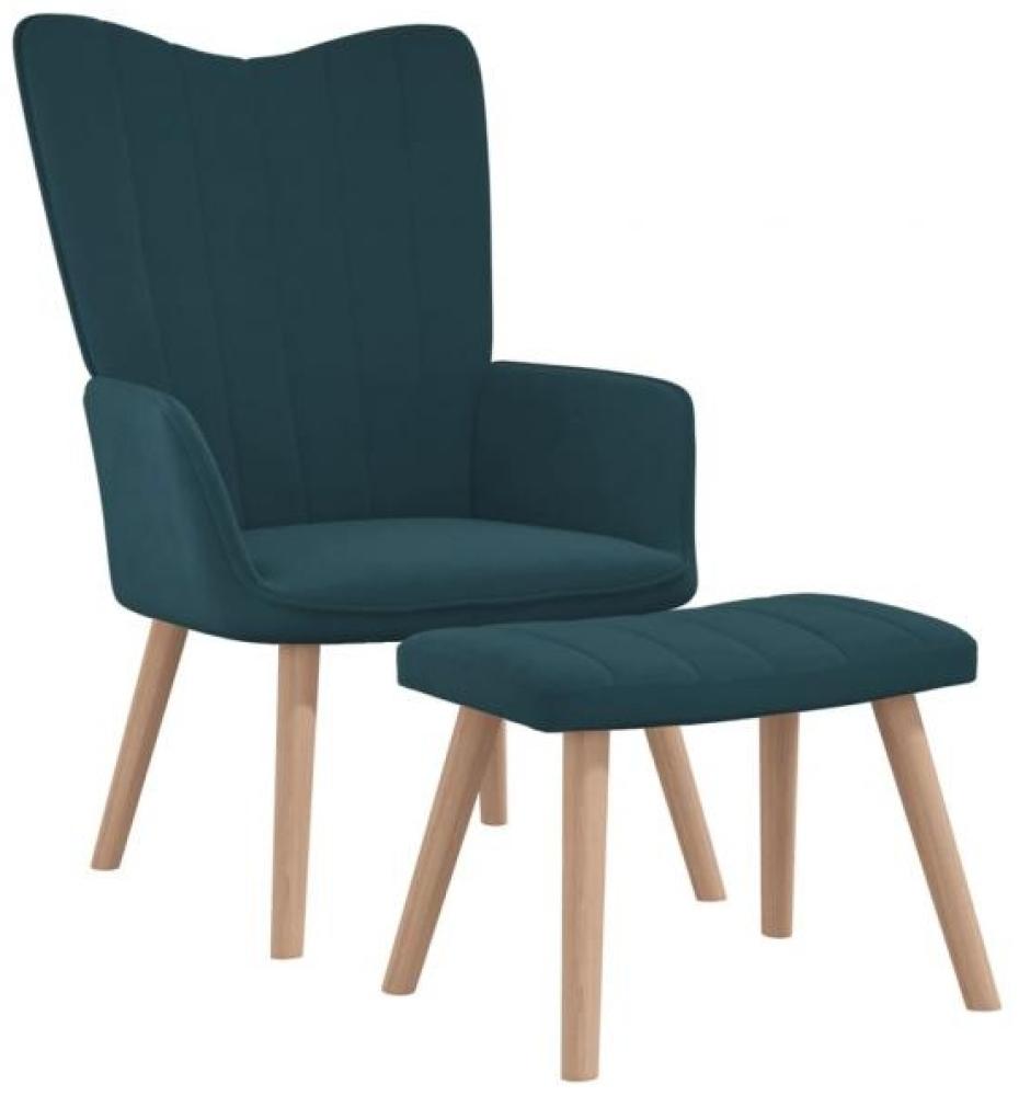 vidaXL Relaxsessel mit Hocker Blau Samt [327676] Bild 1