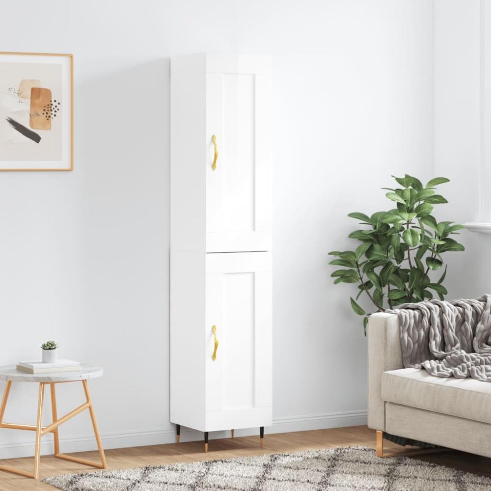 vidaXL Highboard Hochglanz-Weiß 34,5x34x180 cm Holzwerkstoff 3200435 Bild 1
