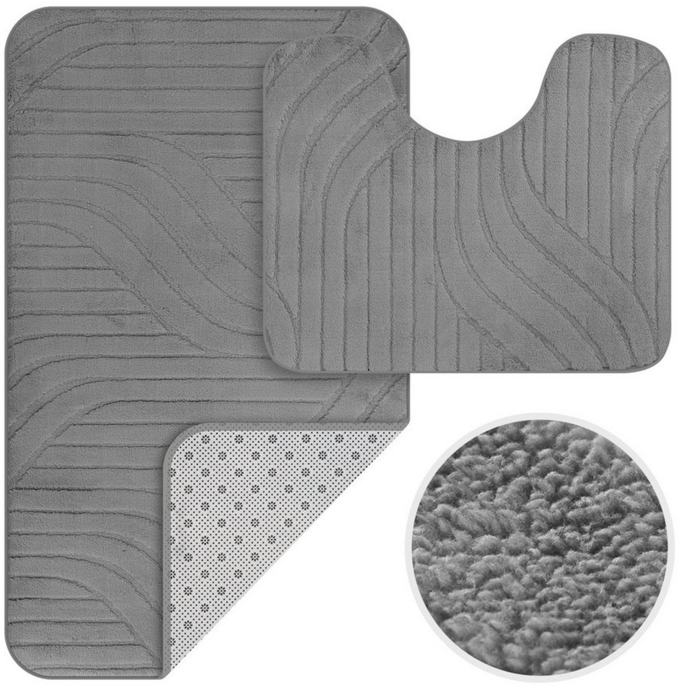 HOMELUX Badematte Badgarnitur 2-teilig mit Ausschnitt, weich & rutschfest, 2BL58, Größe: 50x80cm+40x50cm Bild 1