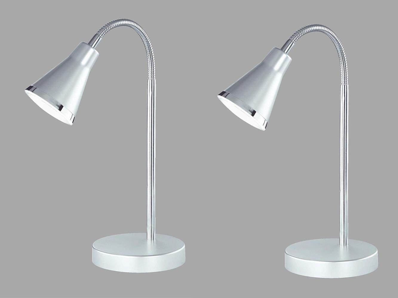 Moderne flexible LED Schreibtischleuchten 2er SET 1 flammig Kunststoff in silber Bild 1