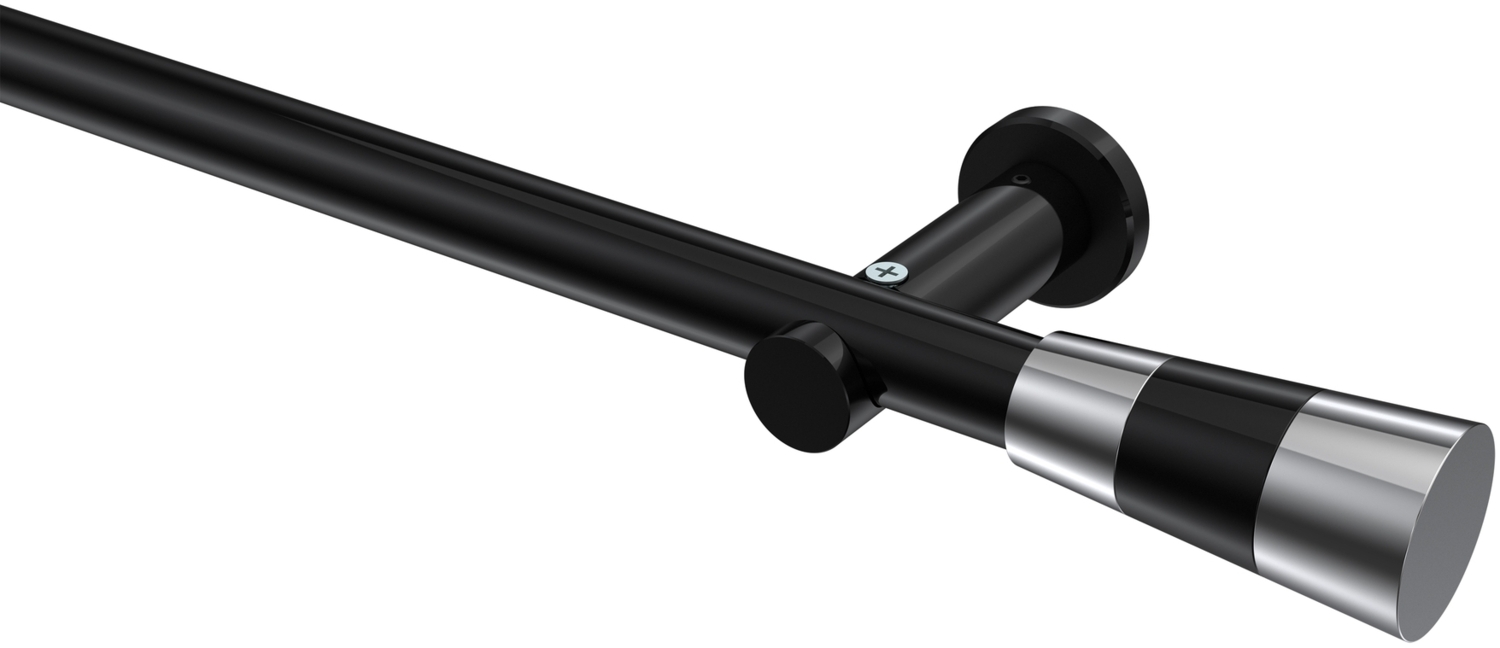 Gardinenstangen-Set Platon Tanara 120 cm, 1-läufig (ohne Ringe), 20 mm Ø Schwarz Bild 1