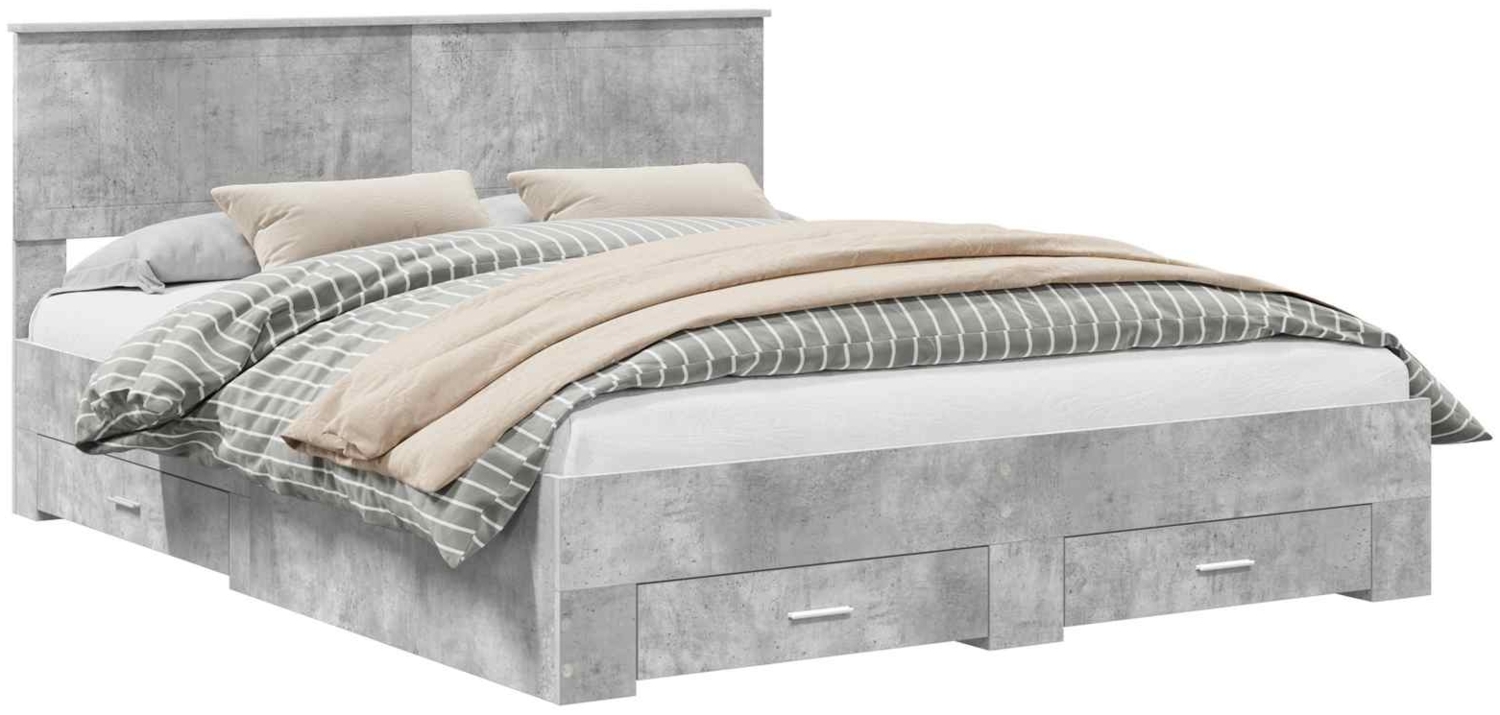 vidaXL Bettrahmen mit Kopfteil Beton Grau 160x200 cm Holzwerkstoff 3410873 Bild 1