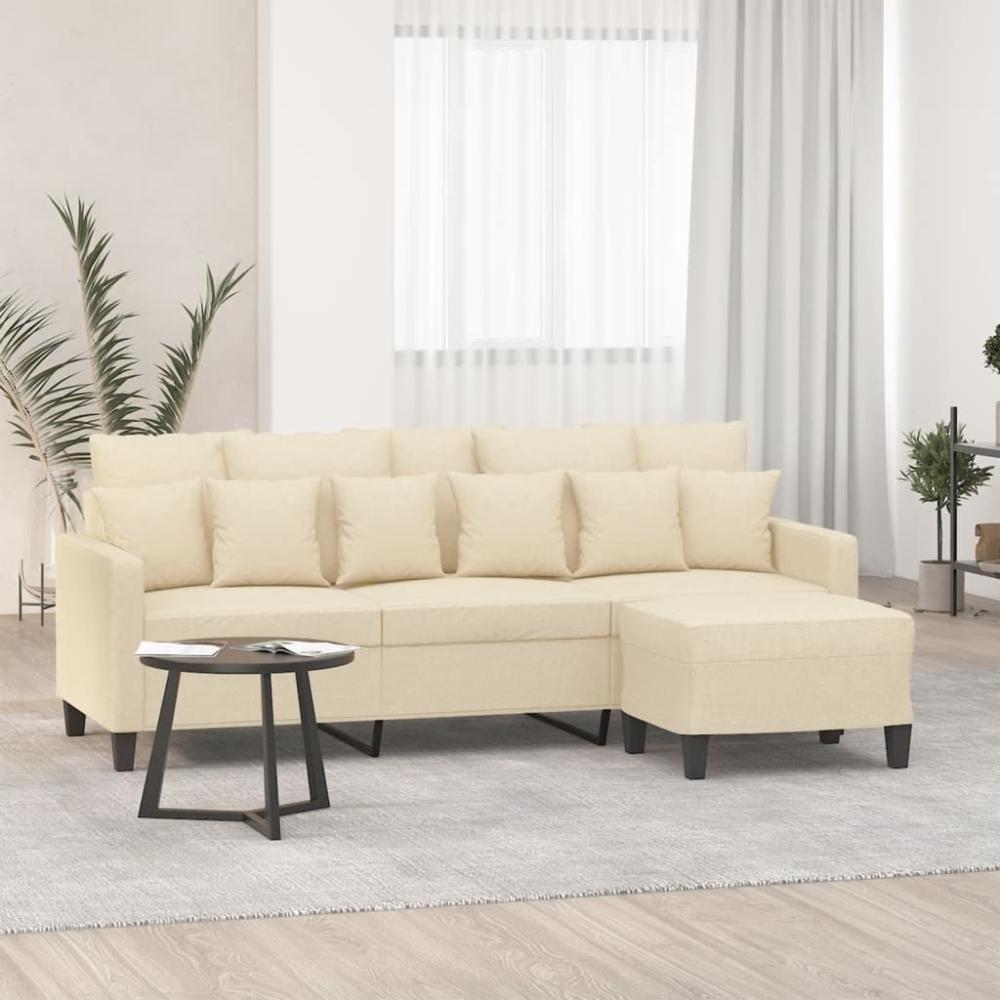 vidaXL 3-Sitzer-Sofa mit Hocker Creme 180 cm Stoff 3201091 Bild 1