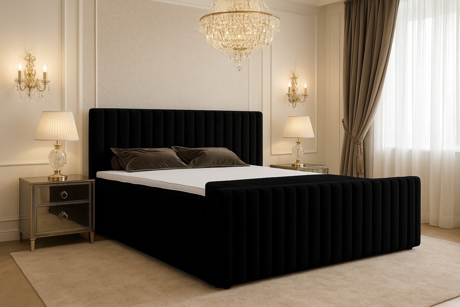 B&B Home Boxspringbett Boxbett Benito (H3 Matratze Bonellfederung, Kopfteil, Bettkasten und Topper) Bild 1