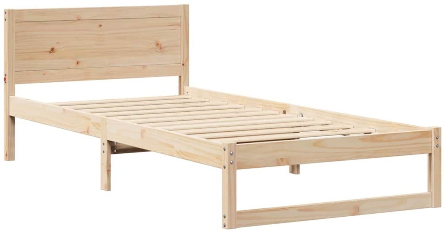 vidaXL Bettrahmen mit Kopfteil Natur 90 x 190 cm Massives Kiefernholz 873295 Bild 1