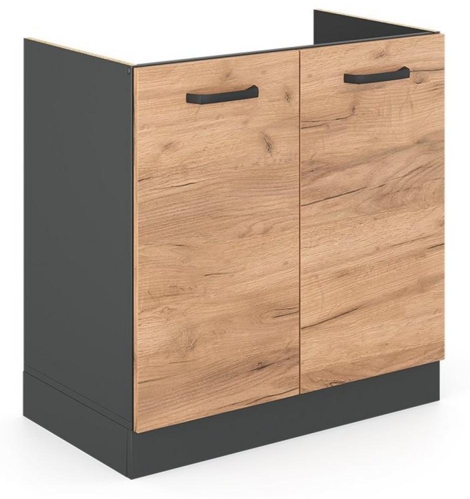 VICCO Küchenschrank R-Line Hängeschrank Unterschrank Küchenzeile Küchenunterschran Anthrazit (Eiche, Spülenunterschrank 80cm) Bild 1