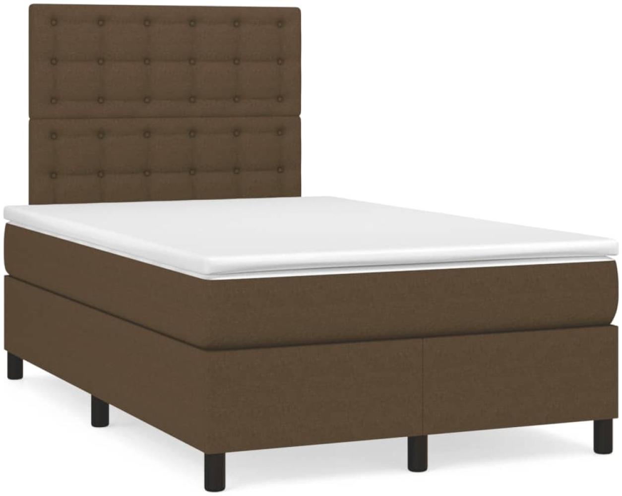 vidaXL Boxspringbett mit Matratze & LED Dunkelbraun 120x190 cm Stoff 3270228 Bild 1