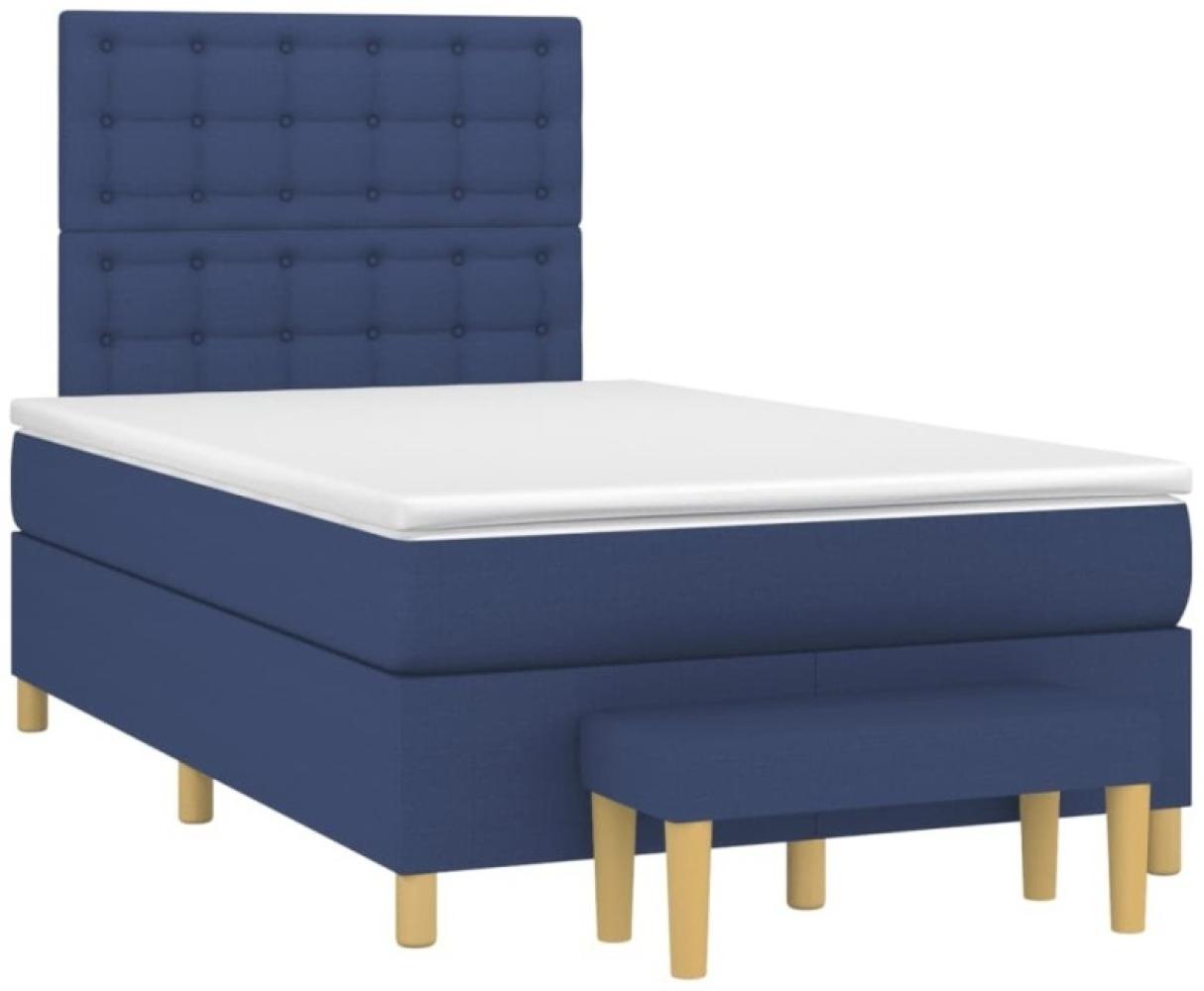 vidaXL Boxspringbett mit Matratze Blau 120x190 cm Stoff 3270438 Bild 1