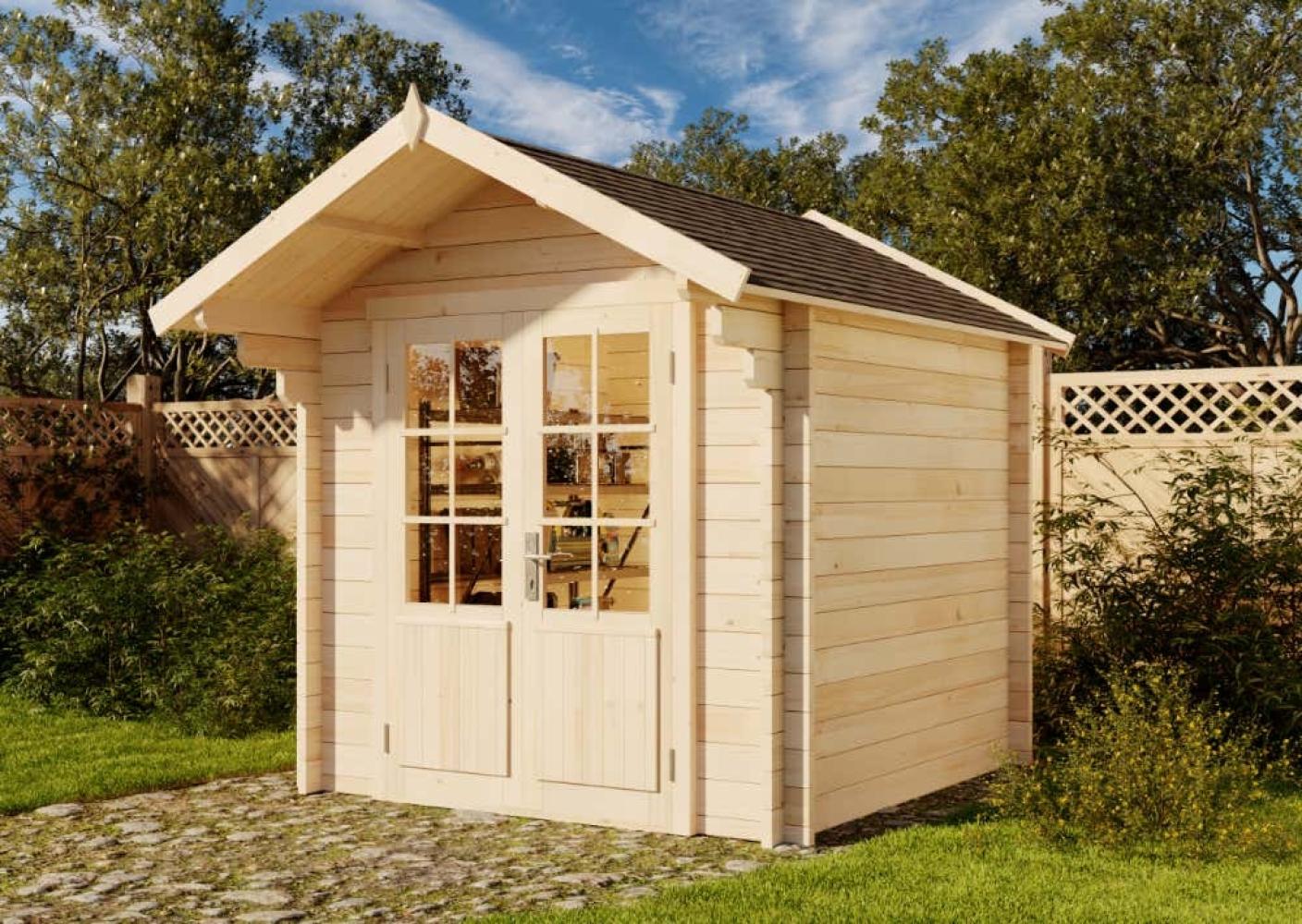 Alpholz Gartenhaus Lena-44 ISO Gartenhaus aus Holz Holzhaus mit 44 mm Wandstärke FSC zertifiziert Blockbohlenhaus mit Montagematerial Bild 1