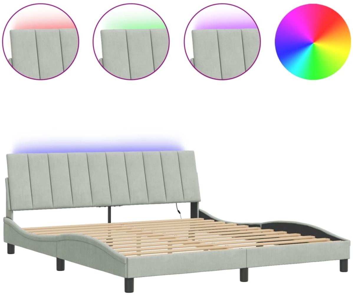 vidaXL Bettgestell mit LED ohne Matratze "Hanko" Hellgrau 180x200 cm Samt 3213793 Bild 1