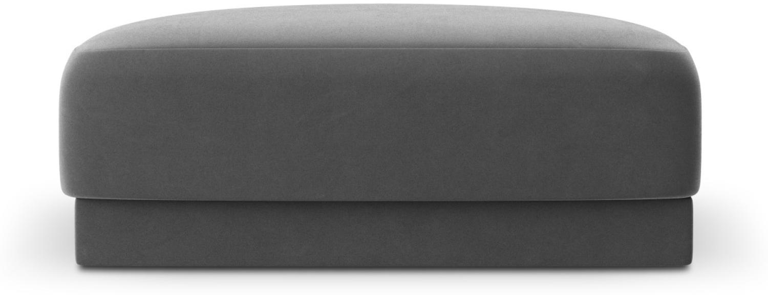 Micadoni Samtstoff Pouf Hocker Miley | Bezug Grey | Beinfarbe Black Plastic Bild 1