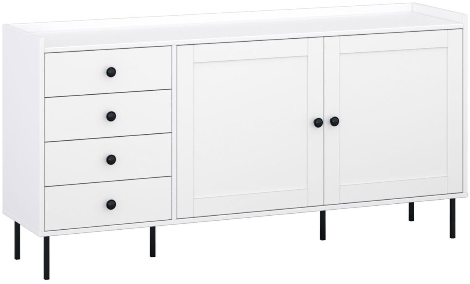 Kommode Ido Sideboard 151x40x80cm weiß 2-türig Bild 1