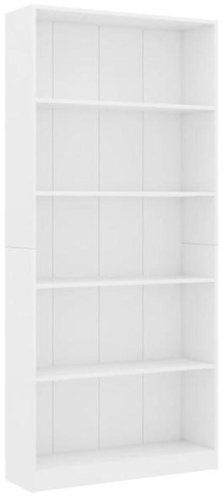 vidaXL Bücherregal 5 Fächer Weiß 80x24x175 cm Holzwerkstoff 800918 Bild 1