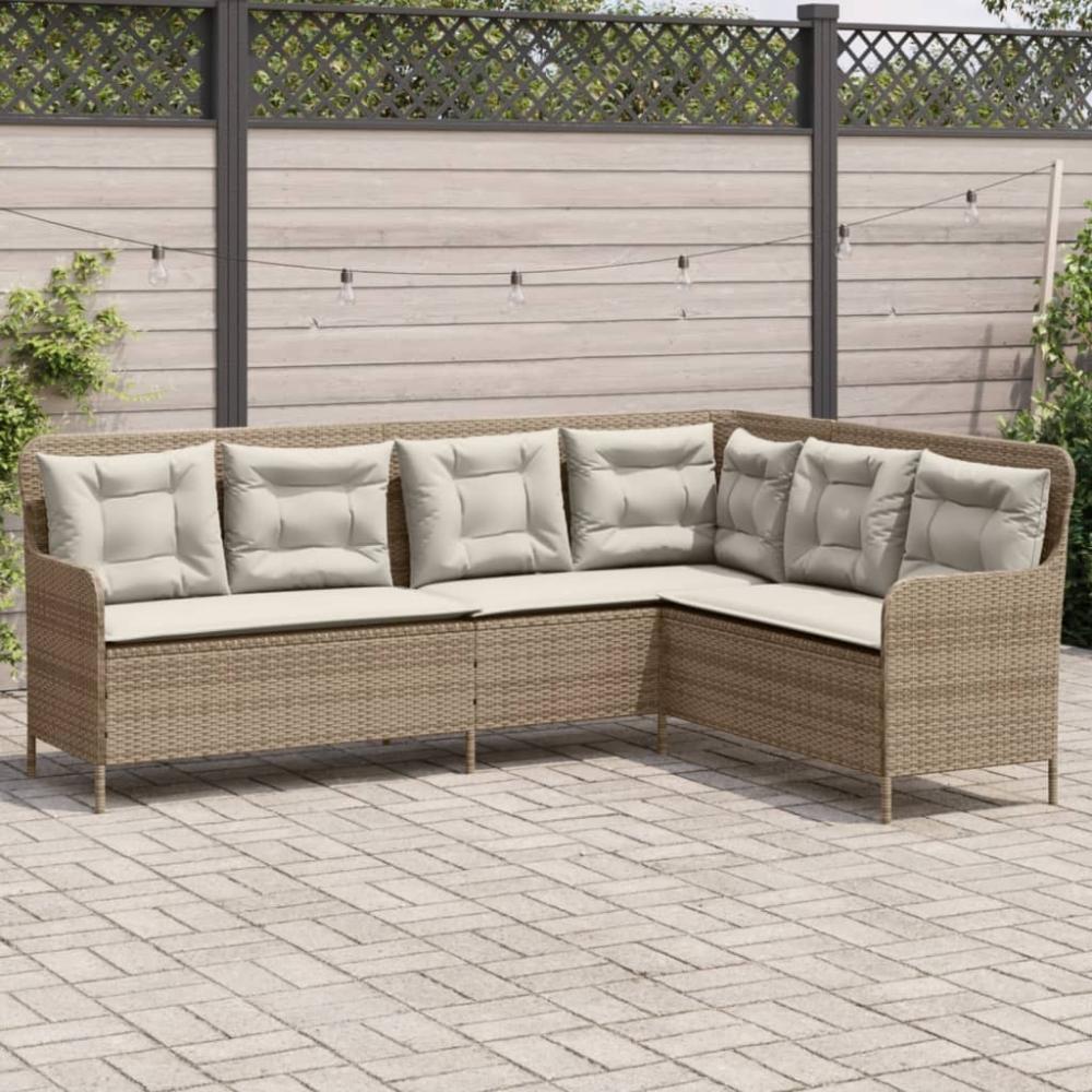 vidaXL Gartensofa in L-Form mit Kissen Beige Poly Rattan 369004 Bild 1