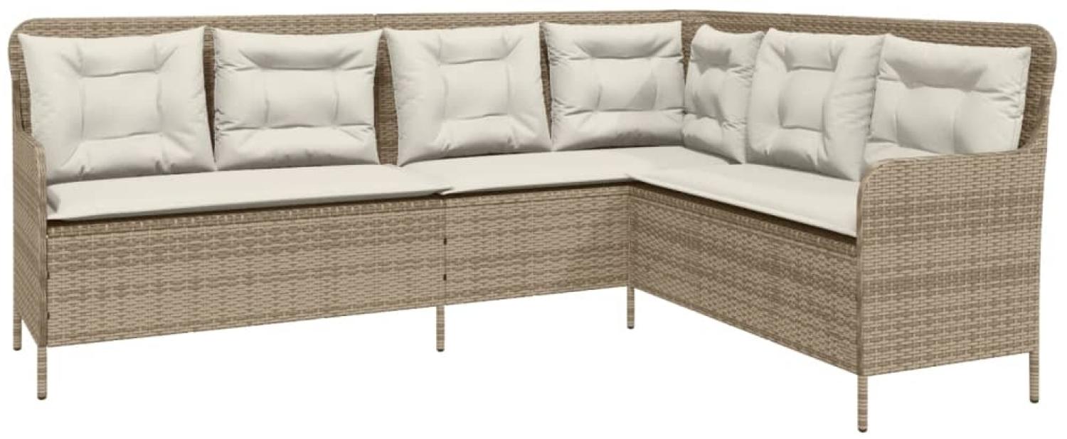 vidaXL Gartensofa in L-Form mit Kissen Beige Poly Rattan 369004 Bild 1