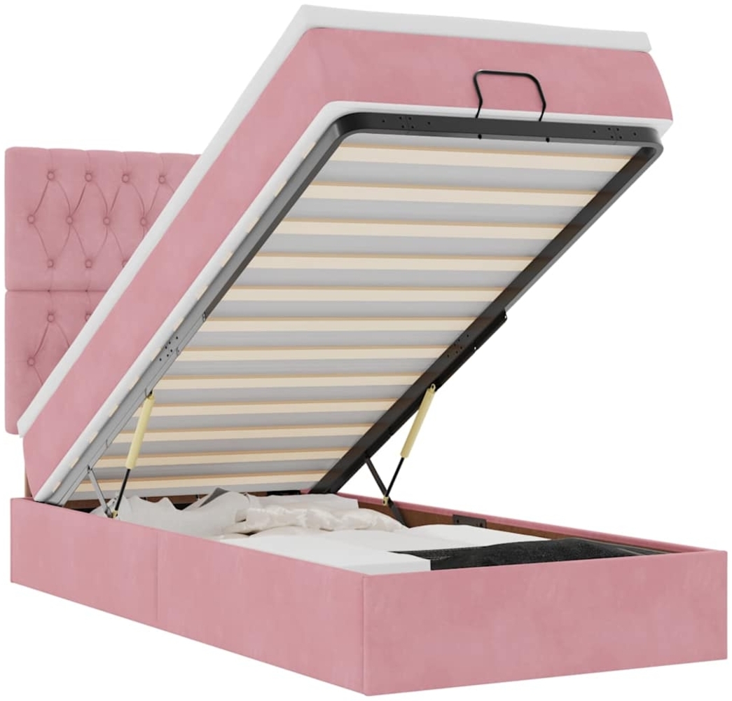 vidaXL Ottoman-Bett mit Matratzen & LEDs Rosa 100x200 cm Samt 3314377 Bild 1