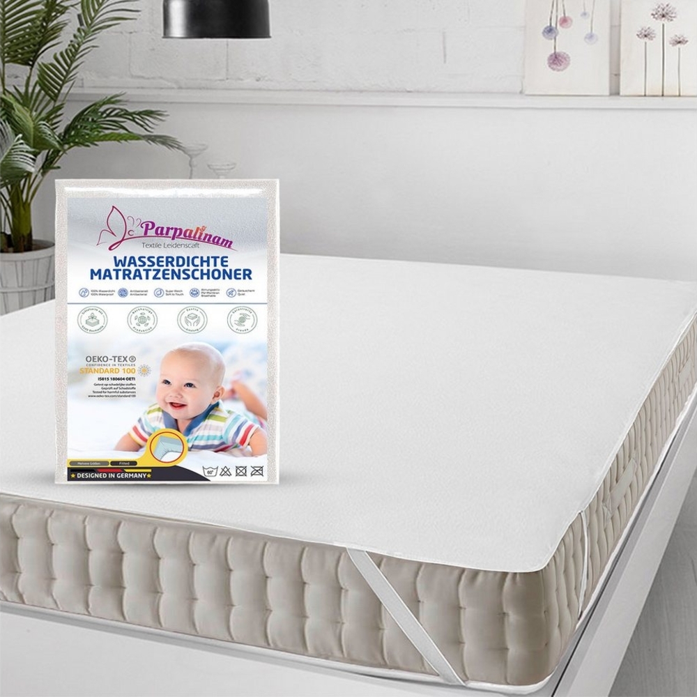 Matratzenschoner Wasserdicht 100% Baumwolle Inkontinenz Matratzenauflage Elastoria Parpalinam, 100% wasserfest, Atmungsaktiv, Hygienisch, Kein Knistern, Geräuschsarm Bild 1