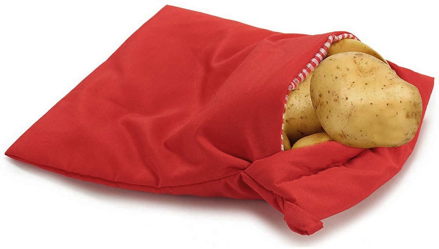 KINVARA Mikrowellenbehälter KARTOFFELTASCHE für Mikrowelle Rot Kochtasche Kartoffelsack 16, Kartoffelbeutel Kartoffel Kartoffeln Schnell Kochen Tasche Bild 1