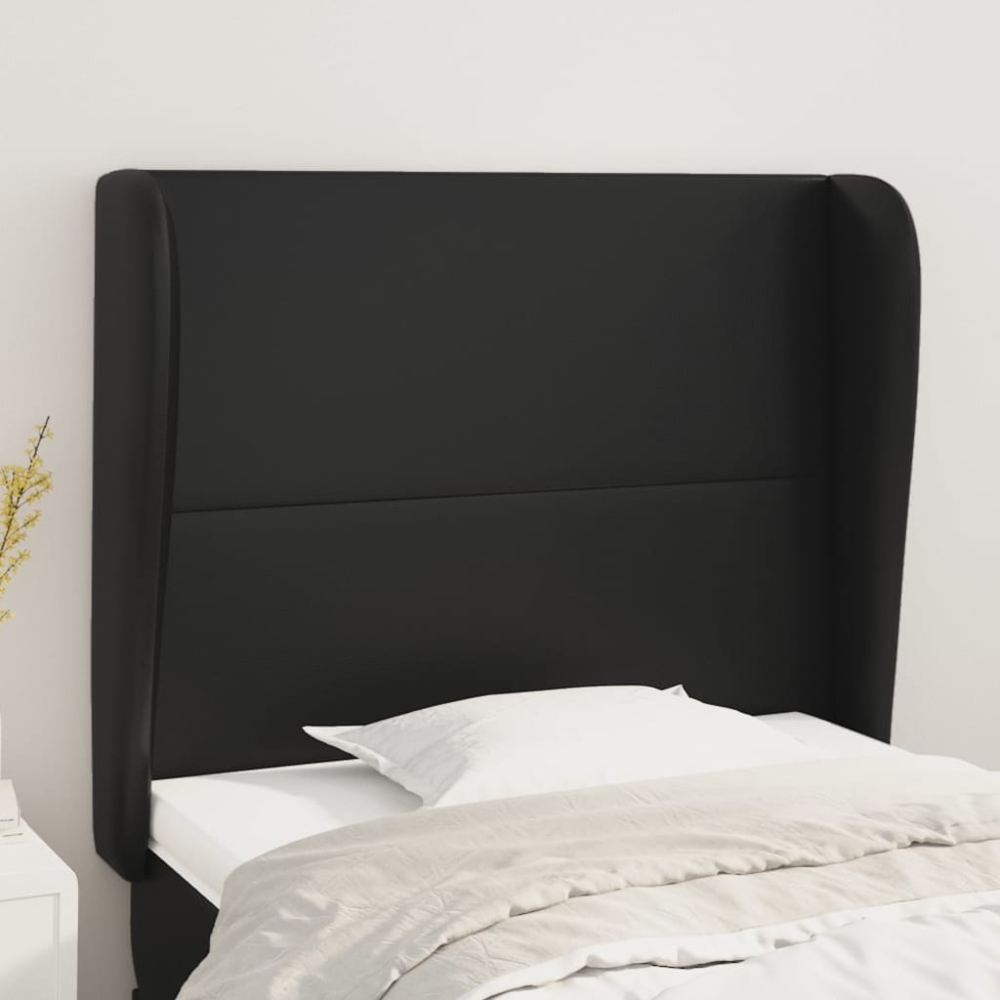 vidaXL Kopfteil mit Ohren Schwarz 93x23x118/128 cm Kunstleder 3117754 Bild 1