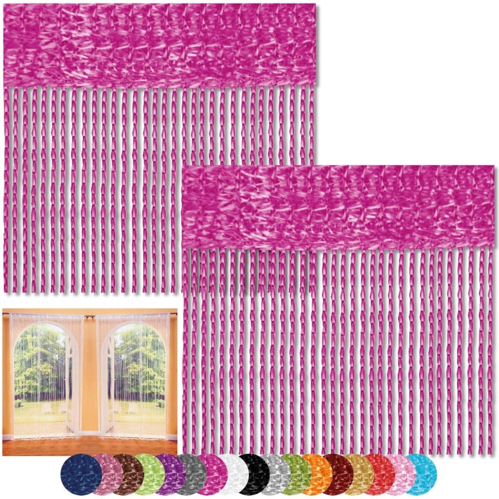 Fadenvorhang 2er Pack Gardine Raumteiler, Auswahl: 90x240 pink - neon pink Bild 1