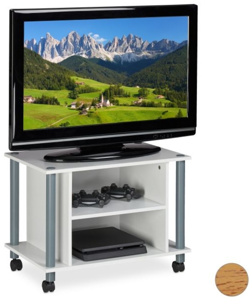 TV Tisch mit Rollen und 2 Fächern Bild 1