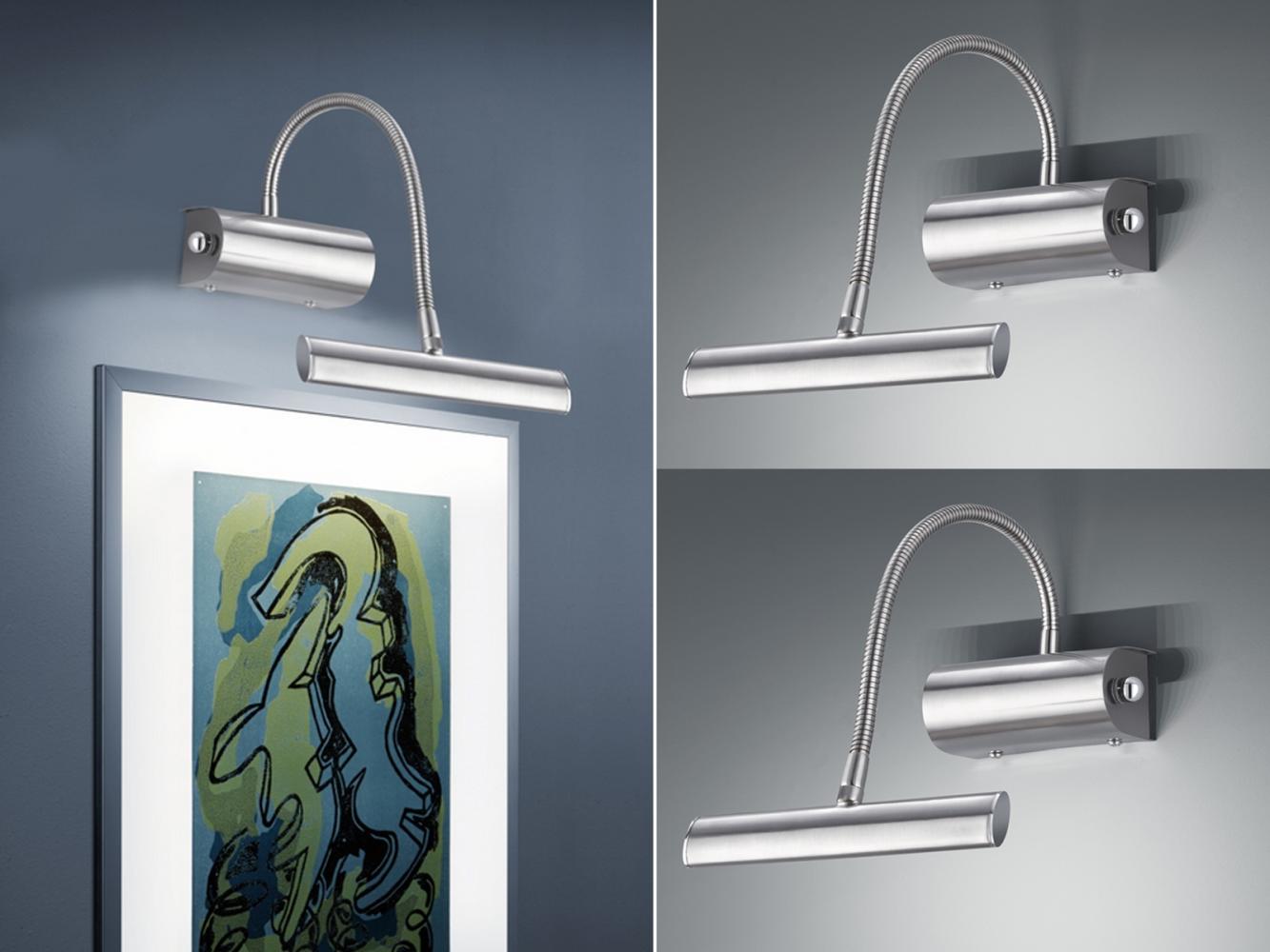 LED Bilderleuchte im 2er Set in Silber matt mit Flexarm & Drehdimmer Bild 1