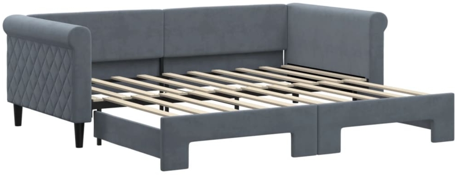 vidaXL Tagesbett Ausziehbar Dunkelgrau 90x190 cm Samt 3197785 Bild 1
