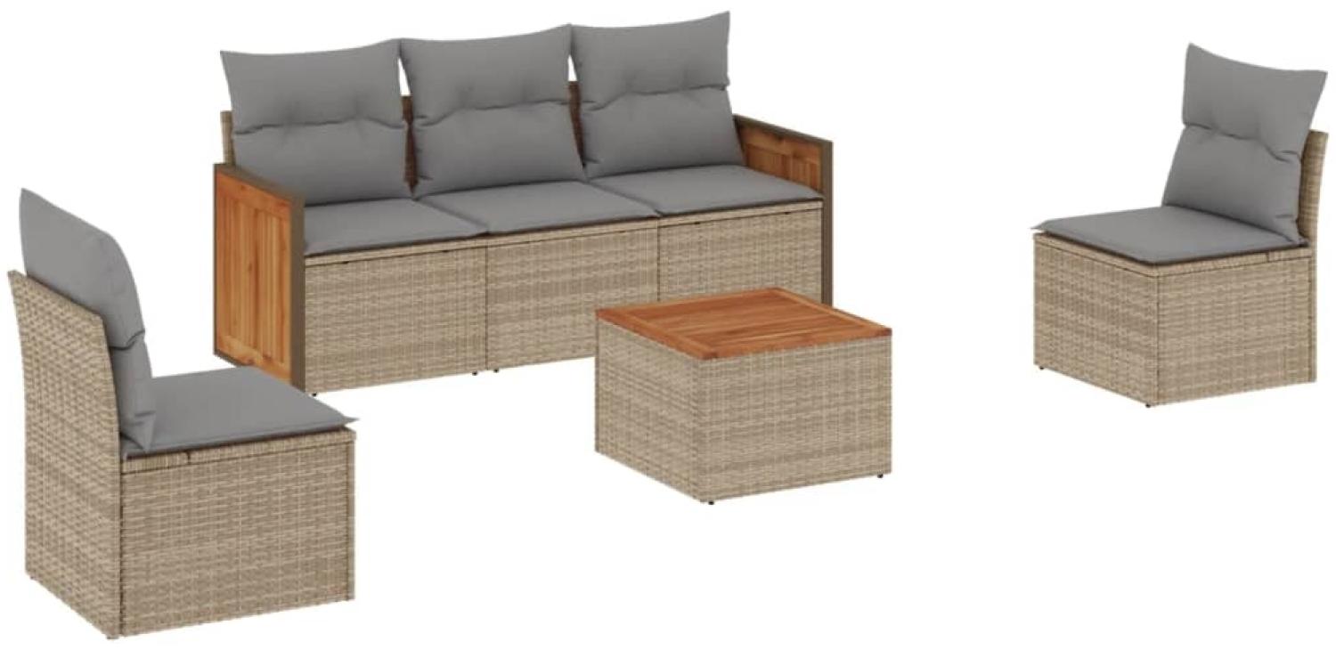 vidaXL 6-tlg. Garten-Sofagarnitur mit Kissen Beige Poly Rattan 3227536 Bild 1