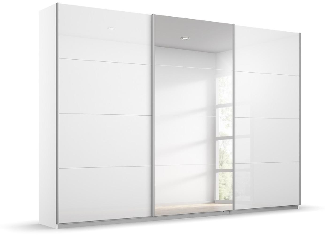 rauch Kleiderschrank, Schwebetürenschrank KULMBACH, 3-türig, 1 Spiegeltüre, inkl. Türdämpfer und weiterem Zubehör, Hochglanz Weiß/Alpinweiß, 203x211x62cm Bild 1