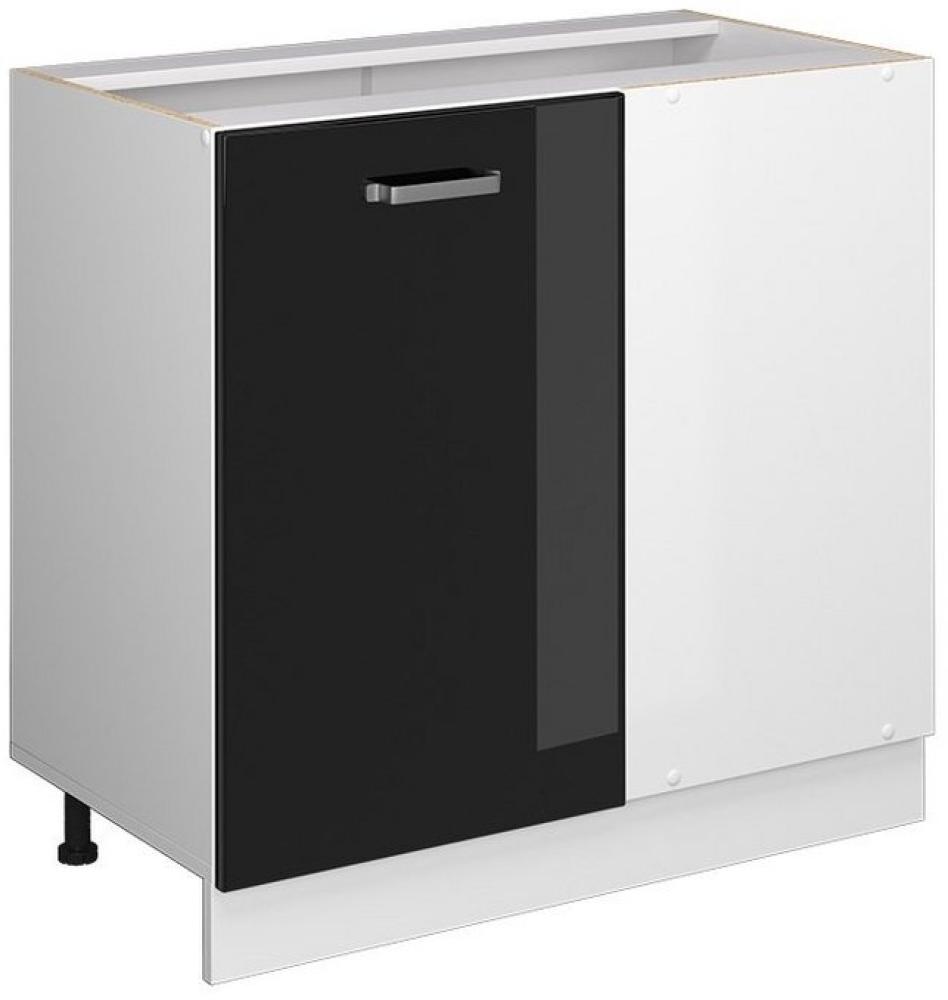 Vicco Eckschrank R-Line, Schwarz Hochglanz/Weiß, 86 cm ohne Arbeitsplatte Bild 1