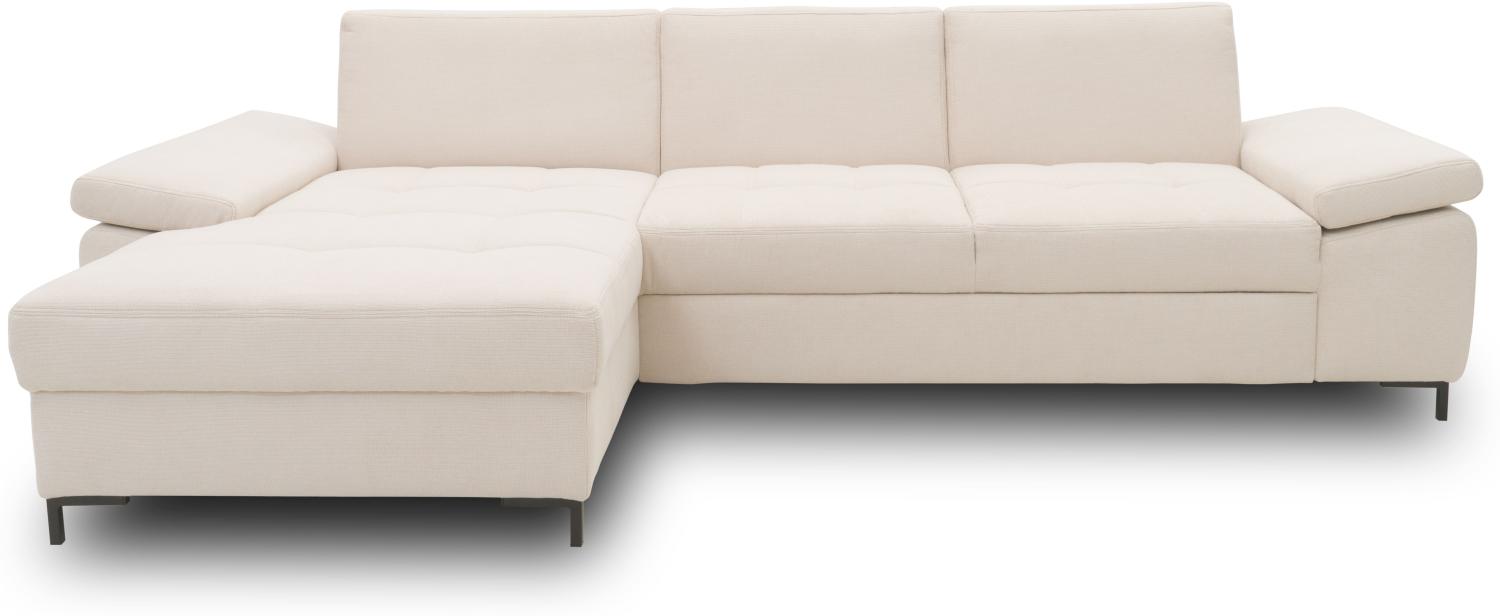 DOMO Collection Capelo FK, Ecksofa mit Schlaffunktion, mit Armlehnfunktion, Federkern, Microfaser creme, 160 x 297 cm Bild 1