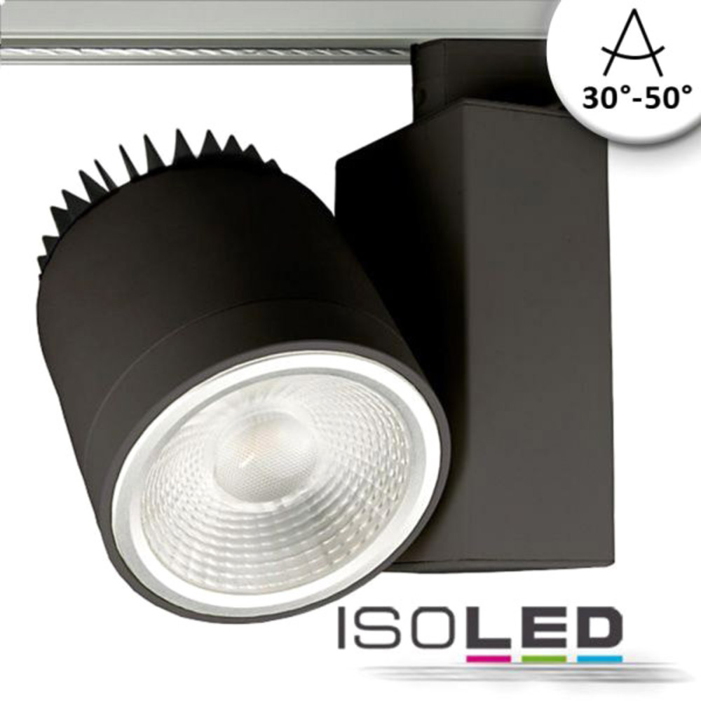 ISOLED 3-PH Schienen-Strahler fokussierbar, 30W, 30°-50°, schwarz matt, neutralweiß, dimmbar Bild 1