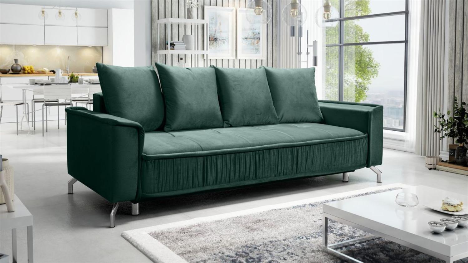 Schlafsofa Sofa 3-Sitzer FLORENCE Stoff Element Dunkelgrün Bild 1