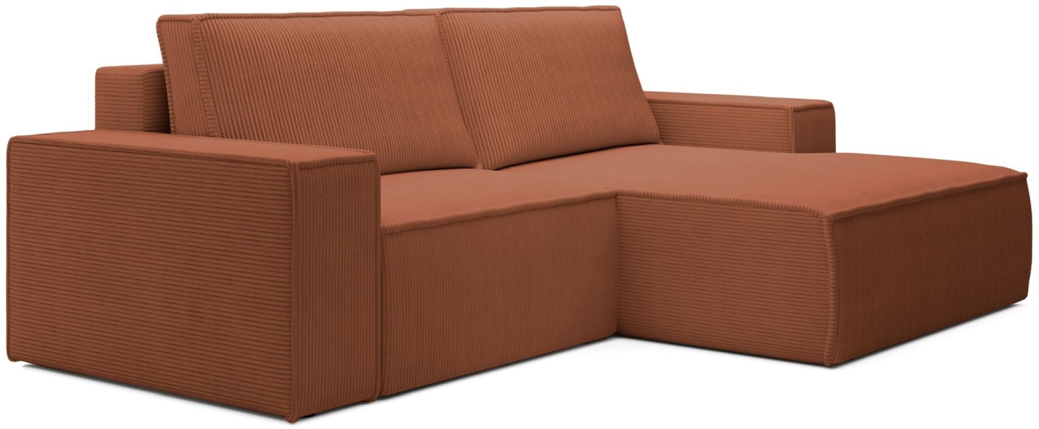 Selsey 'Farese Mini' Ecksofa mit Cordbezug, Schlaffunktion und Stauraum, Rostrot, rechts Bild 1