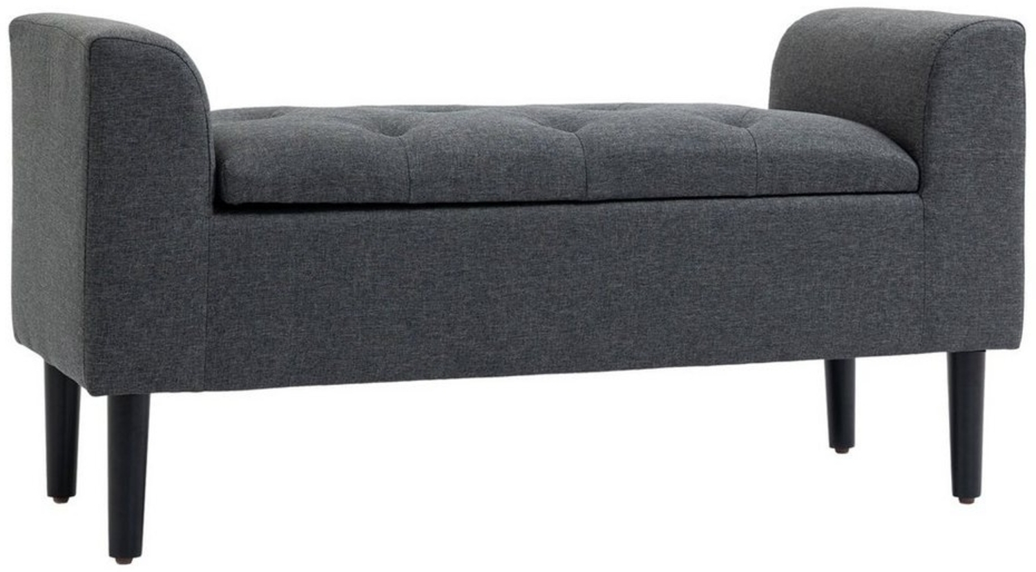 HOMCOM Sitzbank mit Stauraum Polsterbank Sitzhocker Sitztruhe belastbar bis 130 kg Leinen-Touch Gummiholz Dunkelgrau 116 x 44 x 58 cm Bild 1