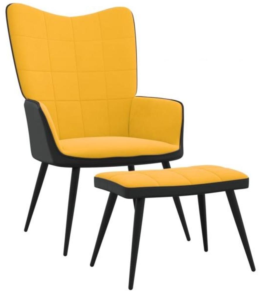 vidaXL Relaxsessel mit Hocker Senfgelb Samt und PVC [327827] Bild 1