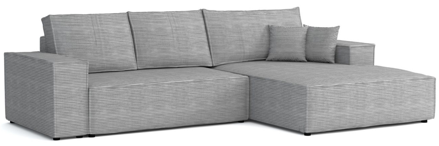 Deine Möbel 24 Wohnlandschaft MARCO 294 cm breit Ecksofa Sofa Wohnzimmer L-Couch Cord Samt, Grau Beige Dunkelgrau Anthrazit Graphit Schwarz Hellgrau 3 Teile, mit Schlaffunktion Bettfunktion Bettkasten Stauraum Bild 1