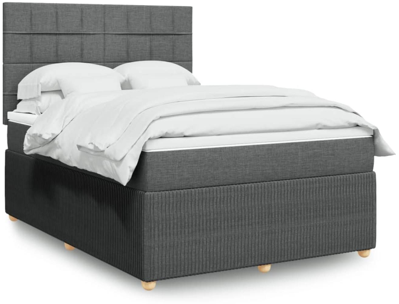 vidaXL Boxspringbett mit Matratze Dunkelgrau 160x200 cm Stoff 3292108 Bild 1