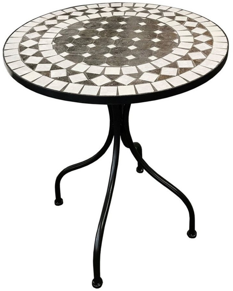 Mosaik Tisch Balkontisch Gartentisch rund Ø60xH70 cm Anthrazit /Grau Bild 1