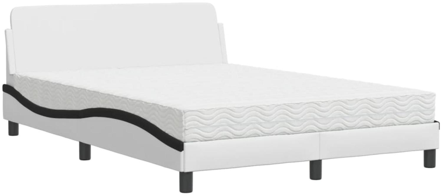 vidaXL Bett mit Matratze "Dover" Weiß und Schwarz 120x200 cm Kunstleder 3208383 Bild 1