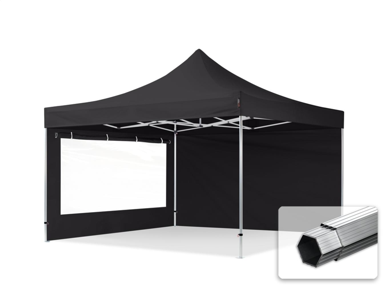 4x4 m Faltpavillon PROFESSIONAL Alu 40mm, Seitenteile mit Panoramafenstern, schwarz Bild 1