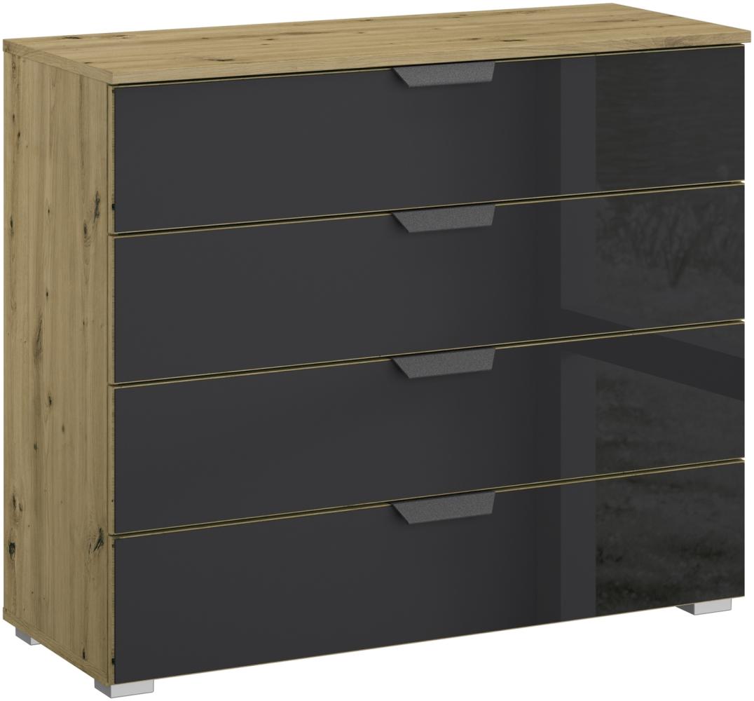 Kommode >Artemis< in Eiche Artisan / Glas basalt - 93x81x42 (BxHxT) Bild 1