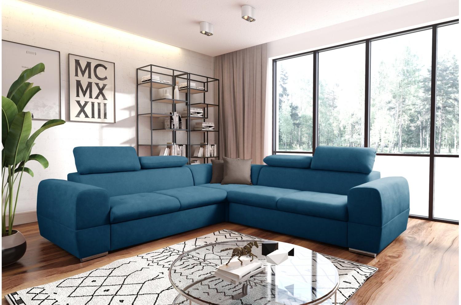 Stylefy Premiera Ecksofa Links Wasserdichtes Velours Dunkelgrau Bild 1