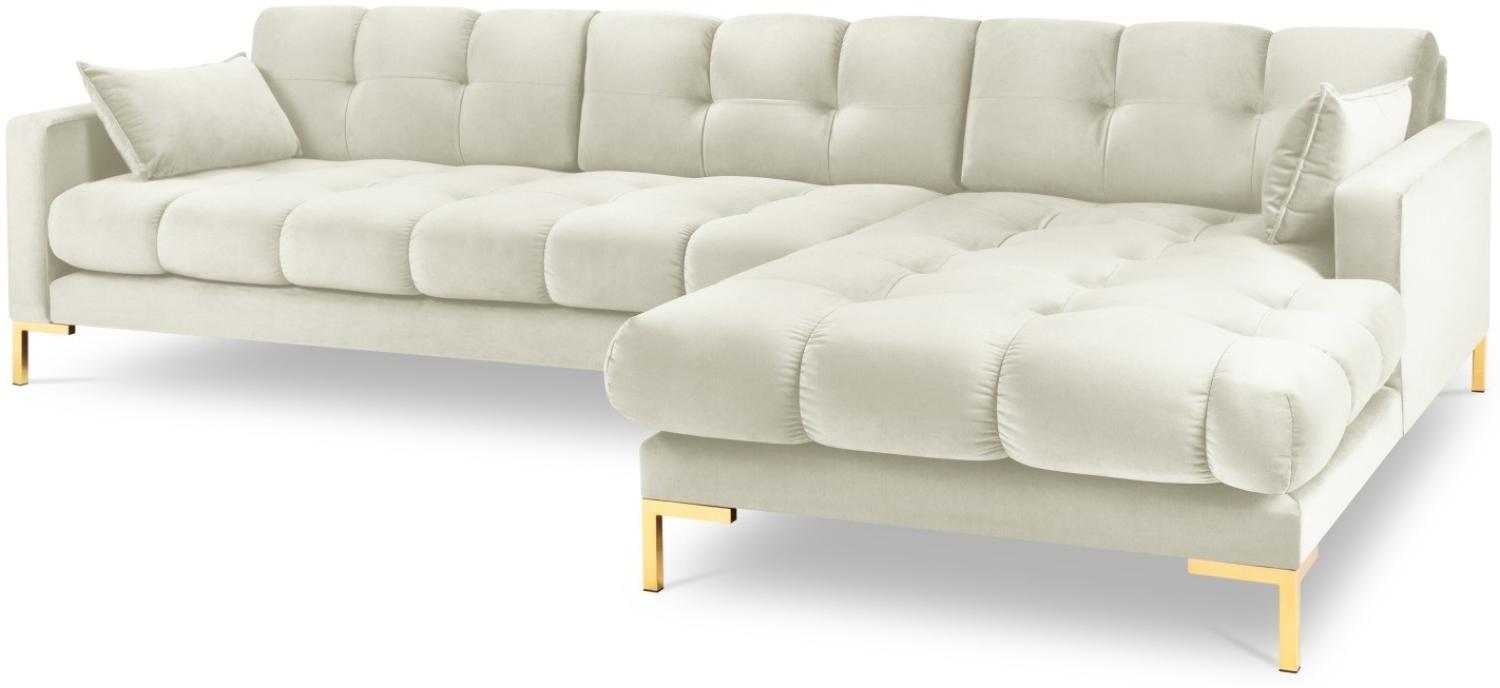 Micadoni 5-Sitzer Samtstoff Ecke rechts Sofa Mamaia | Bezug Light Beige | Beinfarbe Gold Metal Bild 1